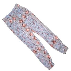 MINKPINK XS Blue Geometric Tribal rayon Boho Viscose lounge beach pants XS NWOT